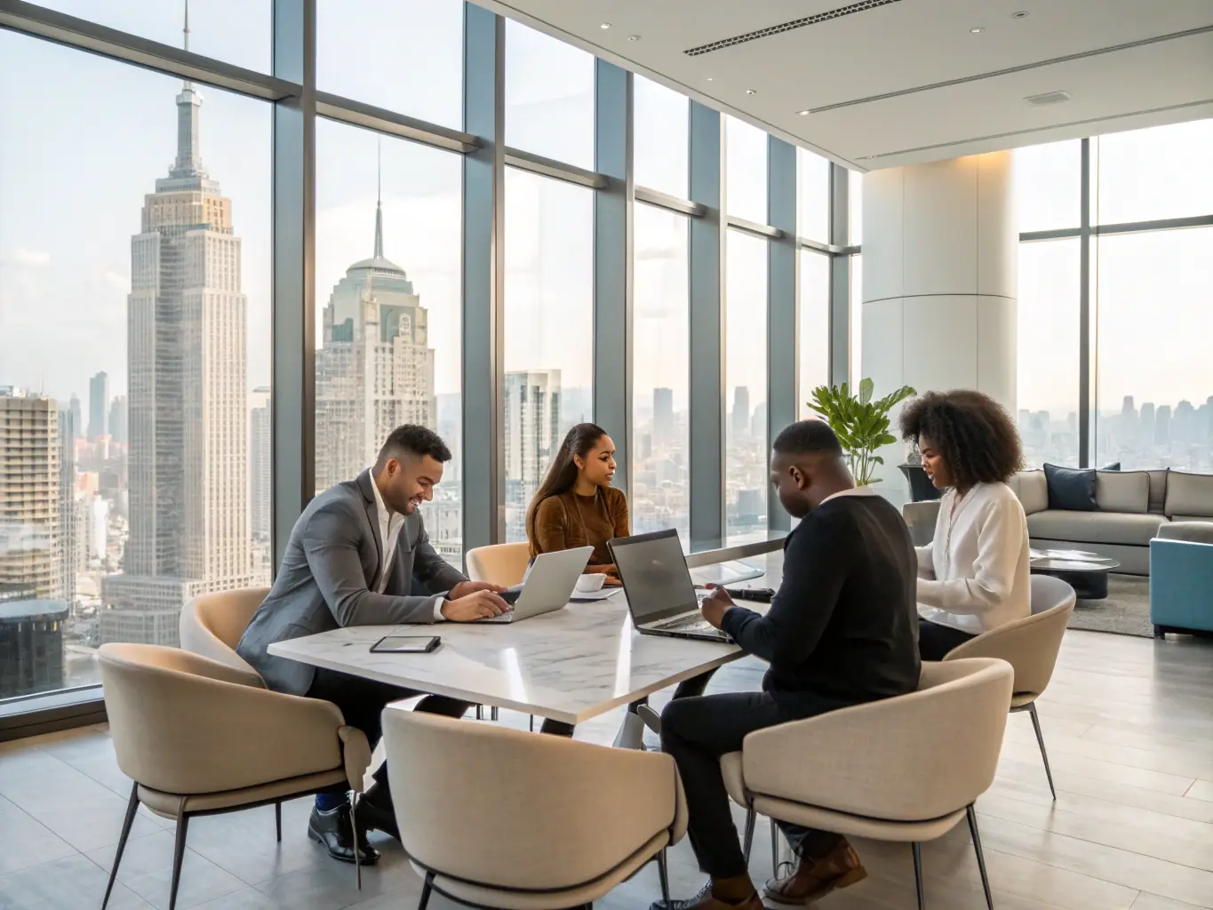 A diverse group of professionals working in various industries, representing the wide range of job opportunities available through XspaceHR.