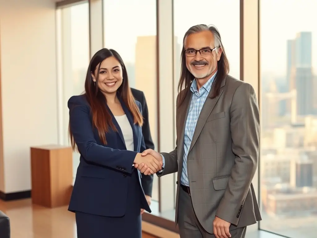 A job seeker is celebrating a new job offer with an Xspacehr consultant, showcasing the successful placement and positive impact of Xspacehr's services.